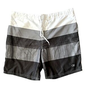 OP Ocean Pacific White Black Gray Board Shorts Swim Trunks Mens Size 3XL